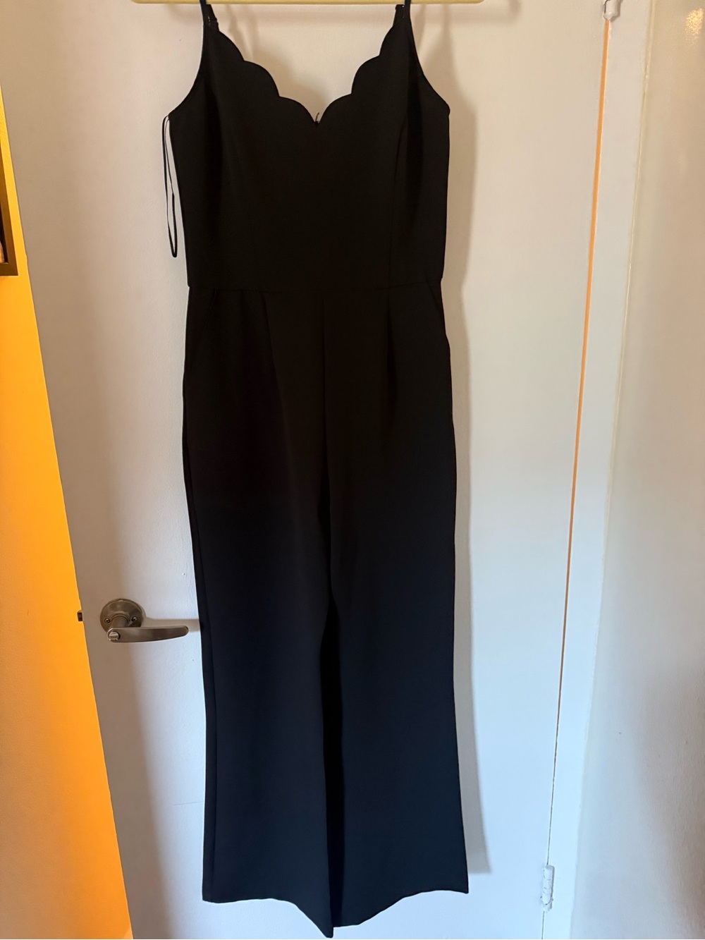 Socialite Black Scallop-Edge Wide-Leg Jumpsuit
